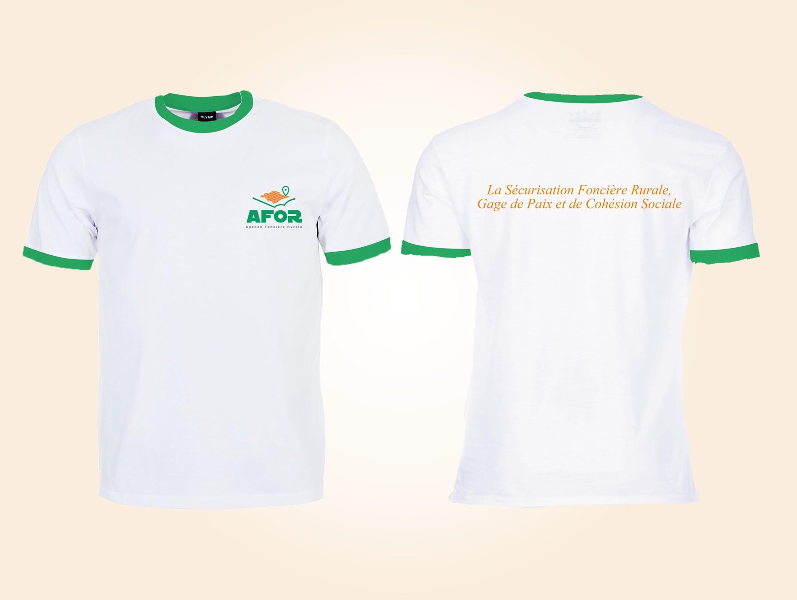 2 - 2 Tshirt Blanc Cols Vert